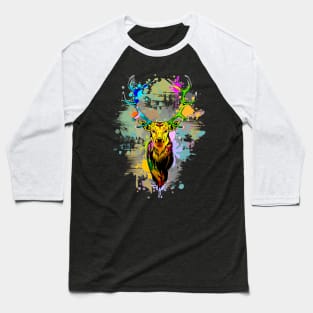 Deer PopArt Dripping Paint Baseball T-Shirt